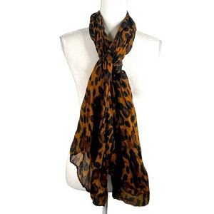 Again Trading Black & Brown Leopard Sheer Classic Winter Fall Scarf